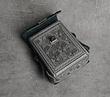 Шкіряна сумка ручної роботи з тисненим орнаментом, шкіряна сумка-барсетка через плече, фото 5