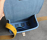 Шкіряна сумка жовто-блакитного кольору ручної роботи з тисненням “Ескіз”, 18×13×6 см, фото 6