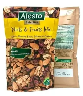 Мікс горіхів і сухофруктів Alesto Nuts & Fruits Mix, 200 г, не солоний, сушений