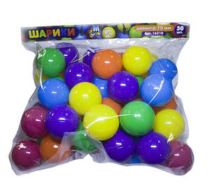Кульки MToys 16210 для сухих басейнів 74 мм 50 шт в сітці Різнобарвний