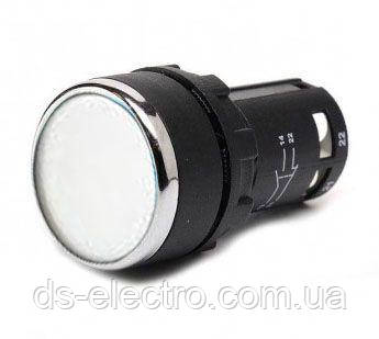 Натискна кнопка кругла D22 (мм) моноблок біла (1НО+1НЗ) MB102DB