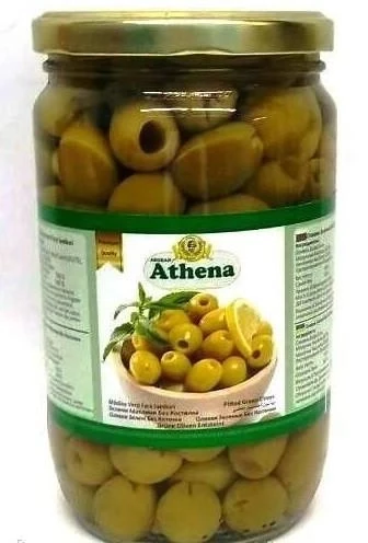 Оливки зелені без кісточки великі ATHENA, 360 г, Туреччина, банка скляна