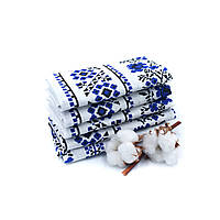 Кухонные полотенца Luxyart "Вышиванка синий" размер 35*70 см вафельные 5 шт (LQ-757)