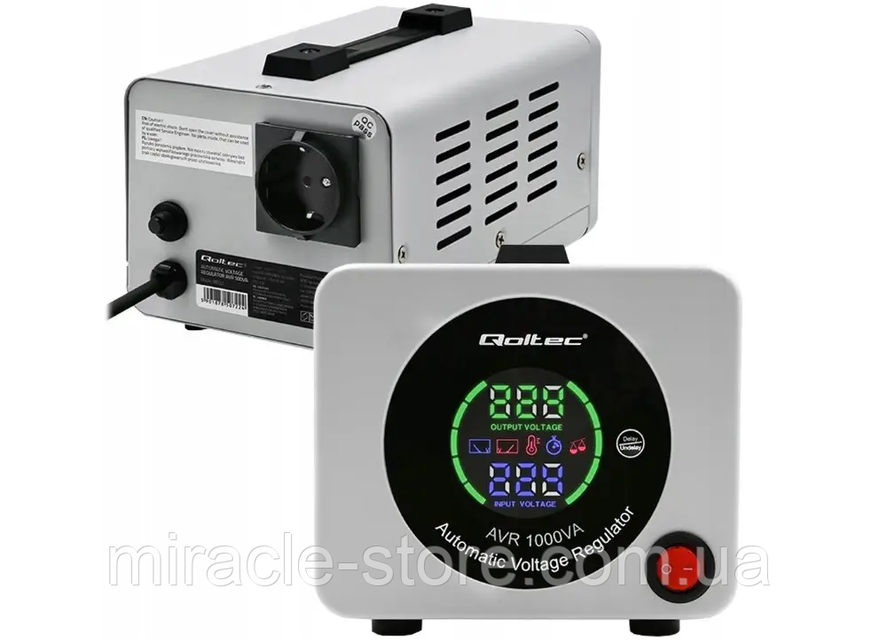 Стабілізатор Qoltec AVR-500VA, аналогова індикація, 400 W