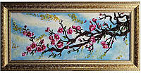 Картина "Ветка в цвету" из янтаря 40х60