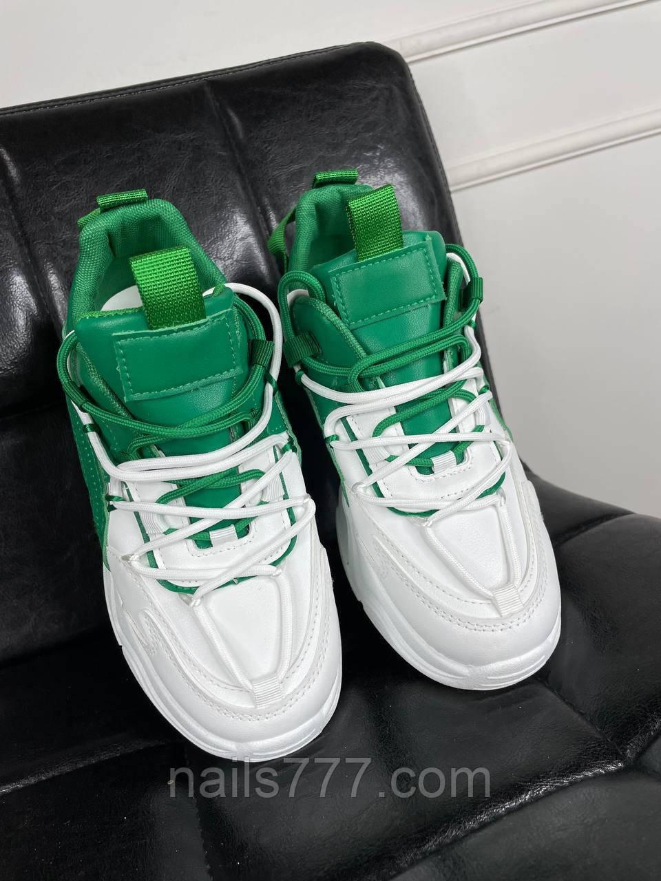 Кросівки зелені + білі 5212