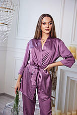 Жіноча піжама шовкова штани та халат S,M,L,XL, фото 4