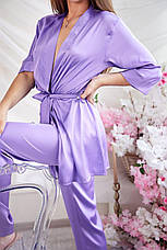 Жіноча піжама шовкова штани та халат S,M,L,XL, фото 6