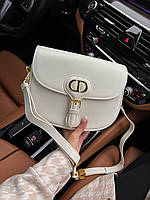 Женская подарочная сумка Dior (белая) art0214 красивая стильная с лого Кристиан Диор