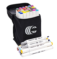 Набір двосторонніх маркерів для скетчингу малювання на спиртовій основі 30 кольорів Скетч-маркери в чохлі