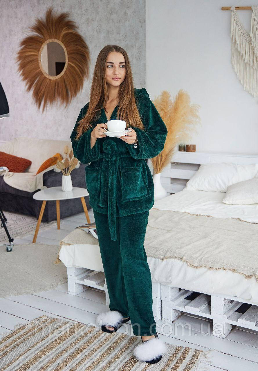 Жіноча піжама махрова домашній костюм р. S,M,L,XL