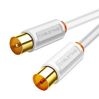 Кабель Cabletime Телевизионный, 1m, Male to Female, 75OHM, White (CF33H)