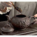 Чайник "Ластівочки на вишні" глина чорний 1000 мл, фото 2