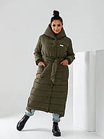 Куртка зима ковдра блискавка + кнопки матова батал арт. А032 зеленого кольору/ хакі