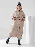Куртка зима ковдра блискавка + кнопки матова арт. А032 Бежевого кольору/беж