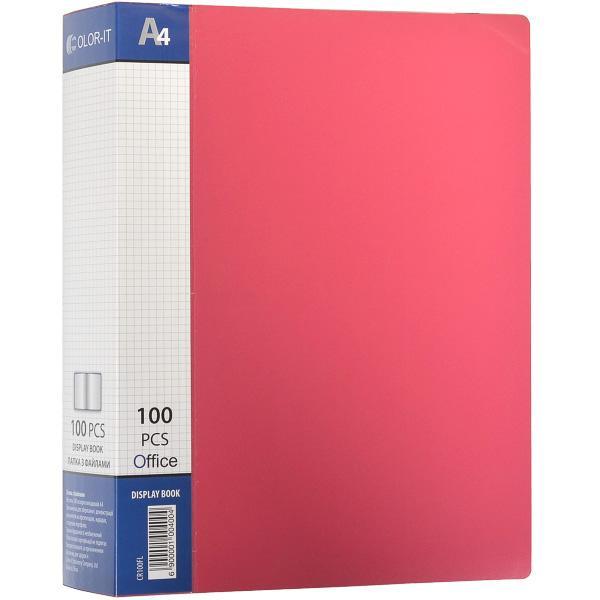 Папка на 100 файлів А4 дисплей-книга червона 220 мікронів