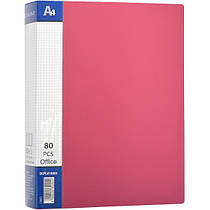 Папка на 80 файлів А4 дисплей-книга 170 мікронів червона