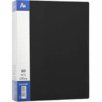 Папка на 80 файлів А4 дисплей-книга 170 мікронів чорна