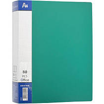 Папка на 80 файлів А4 дисплей-книга 170 мікронів зелена
