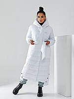 Куртка зима ковдра блискавка + кнопки матова батал арт. А032 Білого кольору/білий