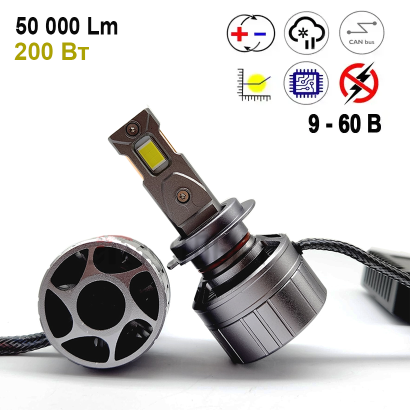 Автомобільні світлодіодні LED лампи 9006 (HB4), X30 50000 Лм, 200 Вт, обманка, фото 1