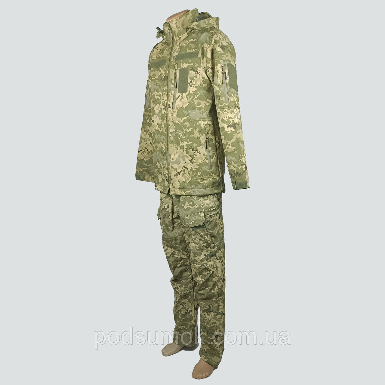 Костюм утеплений демісезонний водовідштовхувальний Softshell Kodor Піксель M Куртка та штани тактичні