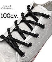 Шнурки для обуви Kiwi (Киви) круглые простые 100 см 5 мм цвет чёрный (упаковка 36 пар). Тип 3.4