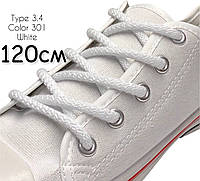 Шнурки для обуви Kiwi (Киви) круглые простые 120 см 5 мм цвет белый (упаковка 36 пар) Тип 3.4