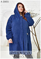 Модное женское пальто с альпаки свободного кроя супер батал 62-68
