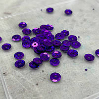 5 г - Пайетка круглая шестигранник голограмма 7 мм - фиолетовый КР