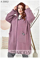 Женское красивое пальто с альпаки свободного кроя супер батал 62-68