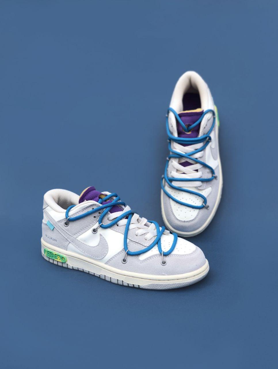 Кросівки чоловічі сірі Nike SB Dunk x Off White Grey Blue Lot 32/50 (13166)