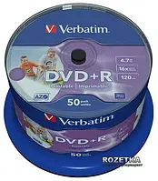 Verbatim DVD+R 4.7 GB 16x Spindle 50 шт Printable (43512)