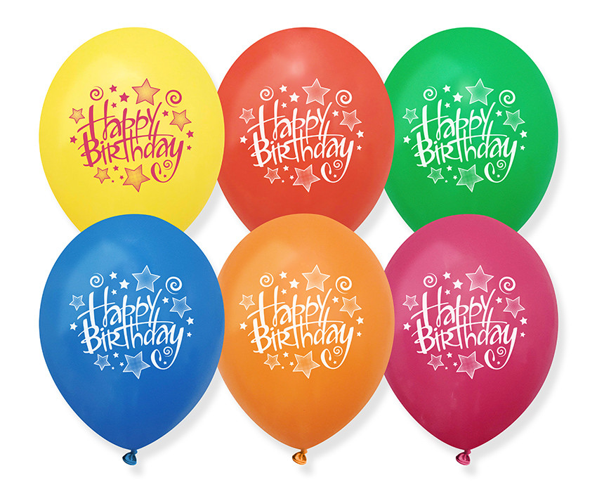 Повітряні кулі з написом З Днем Народження Happy Birthday кольорові мікс 12 куль МА22-1054 Н