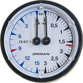 Манометр Cimbali/Casadio на дві шкали Ø60 0-2.5 0-16bar, фото 2