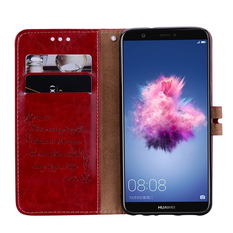 Противоударный чехол книжка для Huawei P Smart 2018 Huawei Enjoy 7S FIG-LX1 black leather case - фото 3 - id-p1933873956