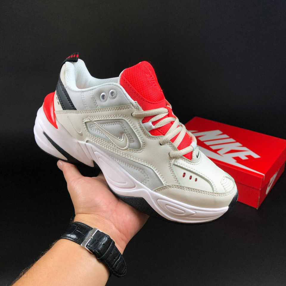 Жіночі кросівки Nike М2K Tekno шкіряні стильні молодіжні бежеві жовтогарячі