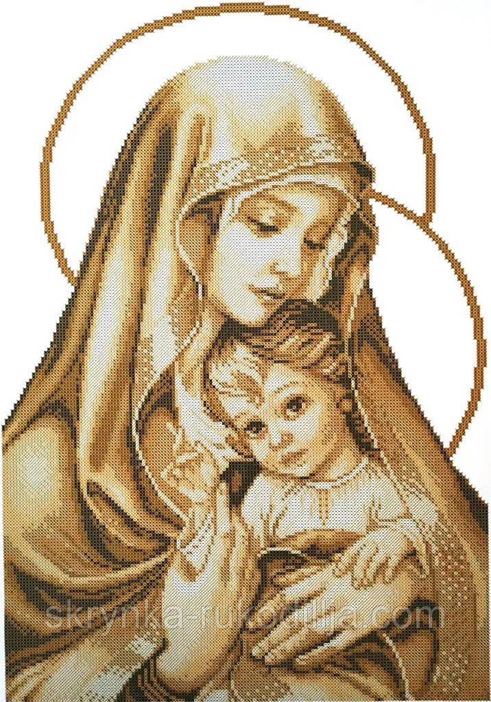 Схема для вишивки бісером Мадонна і немовля (сепія) КРВ-61
