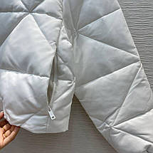 Жіноча біла стьобана куртка Prada пуховик Прада Re-Nylon Gabardine cropped down jacket, фото 5