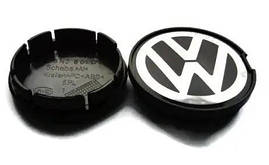 Ковпачки (заглушки) в литі диски Volkswagen VW (Фольцваген) 55 мм Хром лого, Чорні