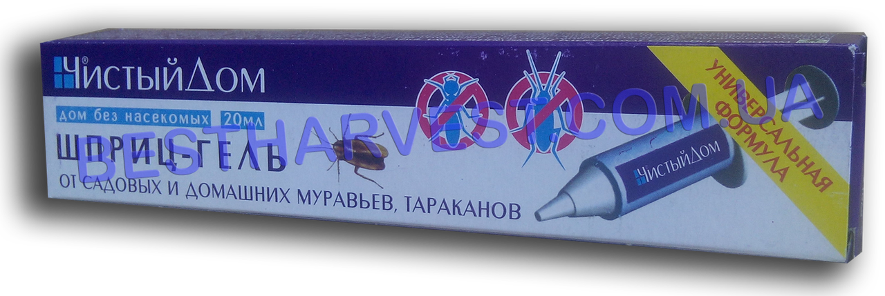 Засіб від тарганів та мурах "Чистий дім" 20мл шприц-гель