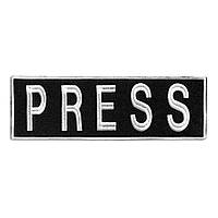 Шеврон нашивка на липучке для журналистов PRESS ПРЕССА, вышитый патч 8х25 см