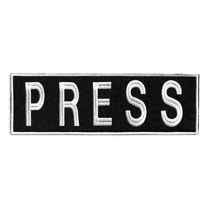 Шеврон на липучці для журналістів Преса Press 8х25 см вишитий патч нашивка для працівників медіа та ЗМІ, фото 1