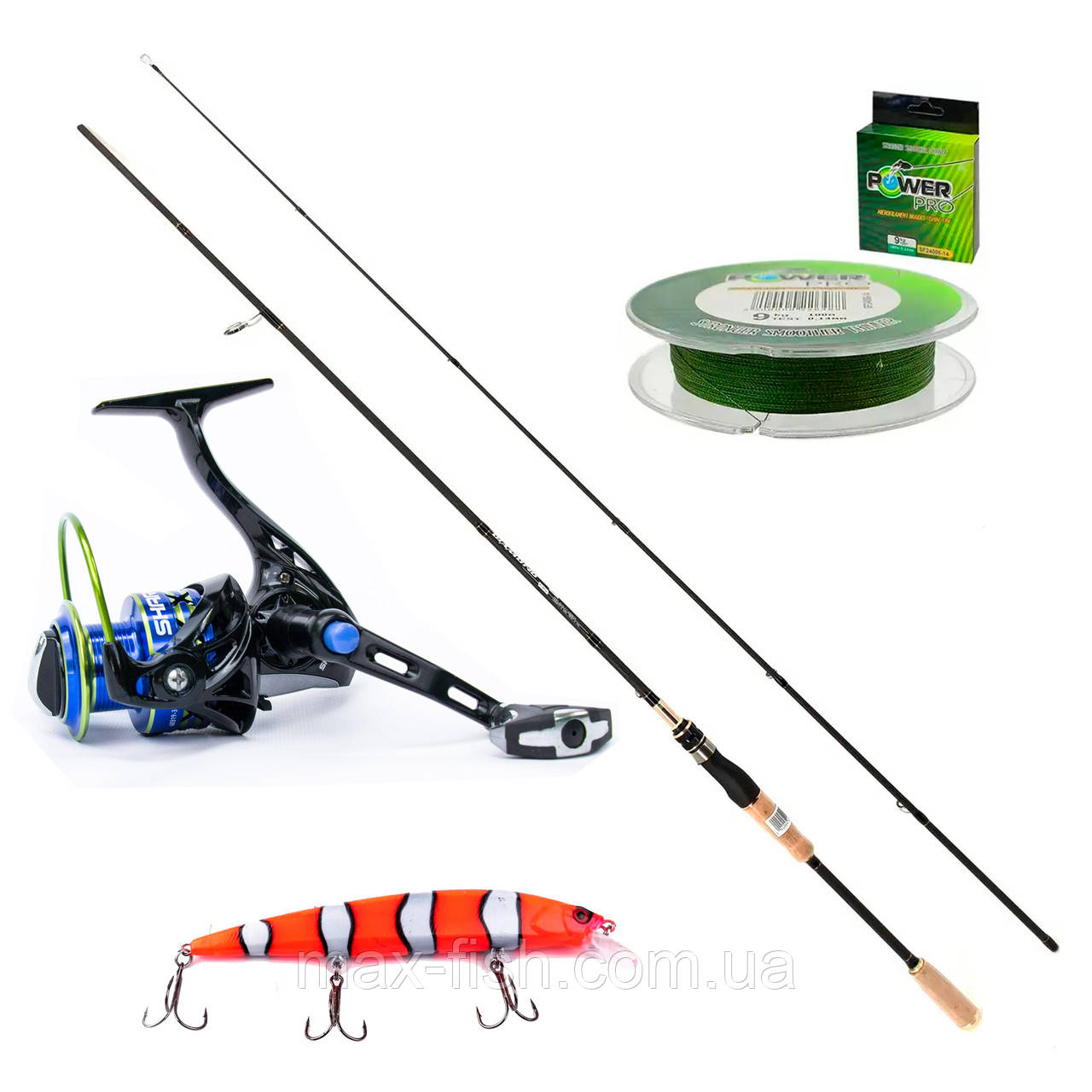 Набір Спінінг Diamond Spin 2.10м + Котушка Mifine Shark 3500F + Шнур 100м та воблер