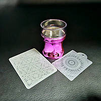 Штамп для стемпинга цвет фиолетовый с двумя пластинами