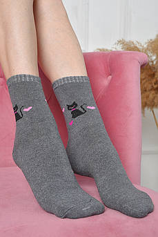 Шкарпетки махрові жіночі сірого кольору розмір 37-42                                                 163531M