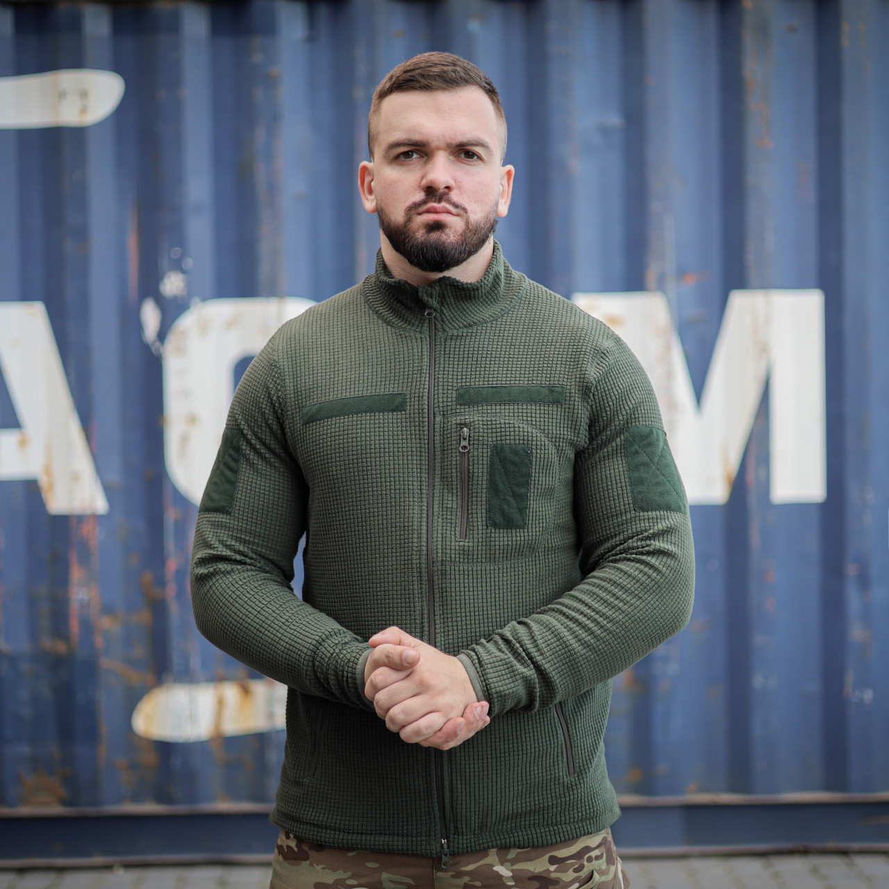 Тактична флісова кофта кубик хакі, фото 1