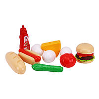 Игрушечный набор Продукты ТехноК 8751, игровой набор, гамбургер, хот дог, игрушка для детей, кухня, фастфуд