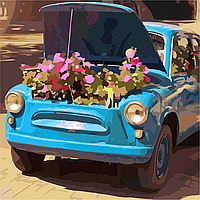 Картина по номерам автомобиль Цветочное ретро 40х40 см АРТ-КРАФТ (10517-AC)