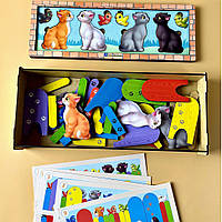 Дерев'яна гра з картками "Котики за парканом" Ubumblebees (ПСФ150) PSF150, 51 деталь і 14 карт